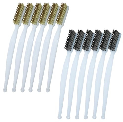 6 Pieces Brosse Metallique + 6 Pieces Brosse Laiton, Brosses de nettoyage des buses d'impression 3D, Brosse Laiton pour Nettoyer de Fil pour Évier, Soudure, Nettoyer Four, Rouille