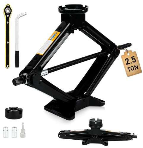 SROCHN Scissor Jack Kit 2.5 Ton, Universal Car Jack Kit with Lug Wrench, Maximum Height Up to 43cm, Portable Jack Set for Car, SUV, MPV