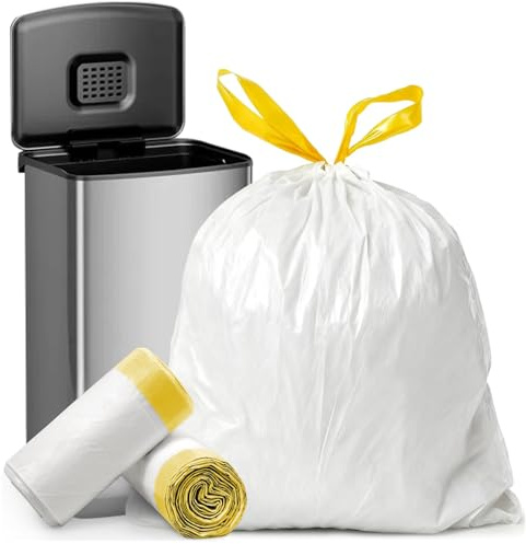 Bolsas de basura pequeñas con cordón de 15 litros, 64 bolsas de basura gruesas con pedal, preseparadas, para baño, oficina, dormitorio