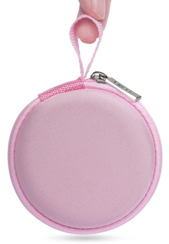 Ginsco Mini-Portable Hard Shell Earbuds Case for Apple EarPods Headphones USB-C Wired Ear Buds/Skullcandy Jib Wired Earbuds/Samsung Galaxy Wired Earbuds, Travel Case for Earphones Earplugs (1, Pink)