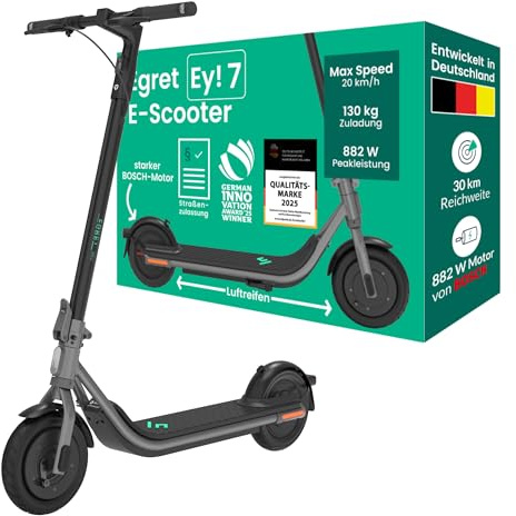 Egret Ey! 7 E Scooter mit Straßenzulassung, Elektroscooter, Luftreifen, 30 km Reichweite, App-Steuerung