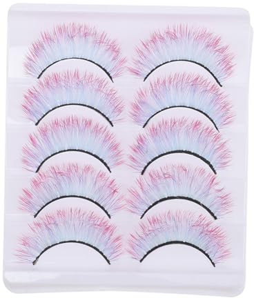 LIFKOME 5 paires Faux Cils Colorés Effet Naturel pour Maquillage Cosplay et Fêtes