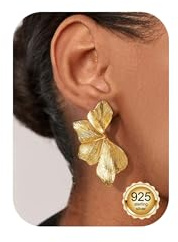Chriscoco Blomörhängen 925 sterling silver nål 14K guldpläterad nål allergivänliga blomma örhängen dam hängande kronblad lätta bohemiska smycken