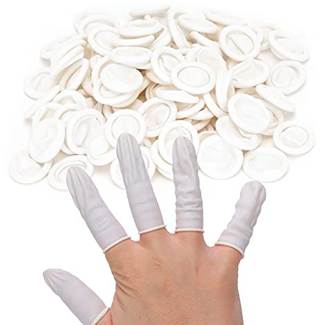 Qcwwy Codine di Dito in Lattice Naturale, Protezioni per Copertura per Dito Monouso Antatica Impermeabili, 100 Pezzi, Ideali per la Produzione di Gioielli, Nail Art, Uso con Etanolo