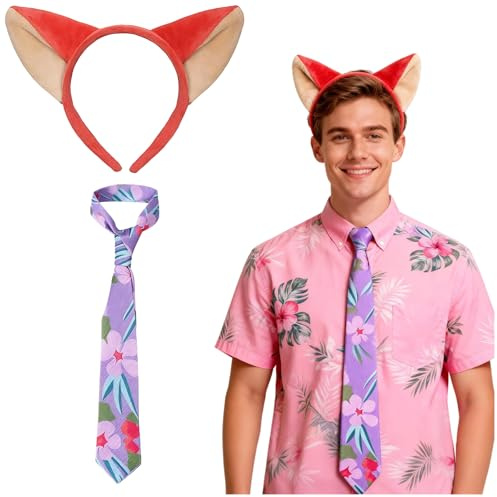 Disfraz de zorro para hombre y mujer, disfraz de carnaval para hombre, disfraz de carnaval con pelo de zorro y corbata, disfraces de carnaval para carnaval, fiesta de cosplay, accesorios para hombre