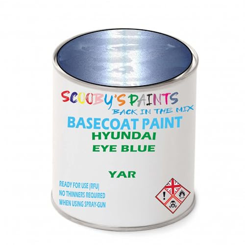 SCOOBYS PAINTS BACK IN THE MIX Paint Compatible With Hyundai Eye Blue Yar Basecoat Rfu Ready For Use - spray Automotive Colour (500Ml)