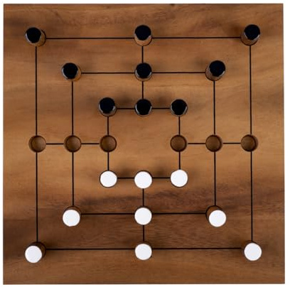 Mühlespiel aus Holz – Mühle Brettspiel (Nine Men Morris) – Strategiespiel 2 Spieler – Ab 6 Jahren – 25,5 cm – Spielregeln inkl. – Engelhart 350275