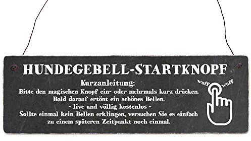 Interluxe Holzschild Türschild HUNDEGEBELL-STARTKNOPF *SCHWARZ* Klingelschild Hund Geschenk