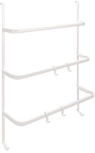 bremermann Tür-Hängeregal, Tür-Handtuchhalter mit 4 praktischen Haken (Weiß)