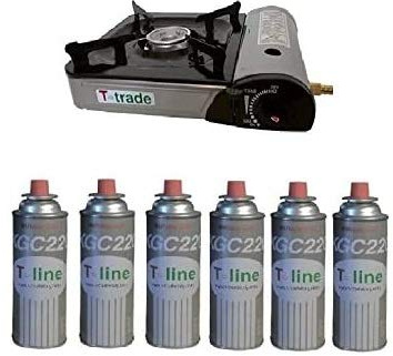 Hornillo de mesa tipo bistro Potencia 2200 W con accenzione Piezo eléctrica funciona con doble transmisión (cartucho gas o bombona) incluidas centralferramenta 6 A Gas