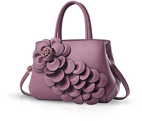 NICOLE & DORIS Borsa a Mano Elegante Borse da Donna Nuova Borsa a Tracolla Modello Fiore Borsa Tote alla Moda Borsa per Le Signore Viola