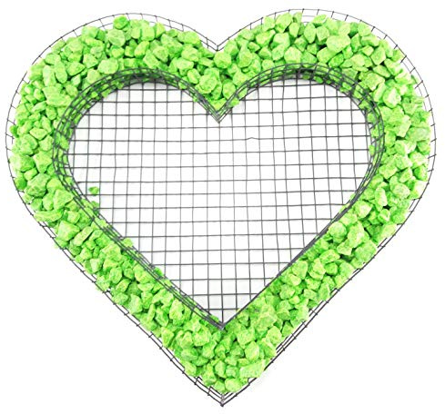 Gartenwelt Riegelsberger Herz Gitter mit bunten Steinen Verde Mela für Allerheiligen Grabschmuck Herz-Gitter Grabgestaltung Grabdeko Pflanzschale Herzgitter