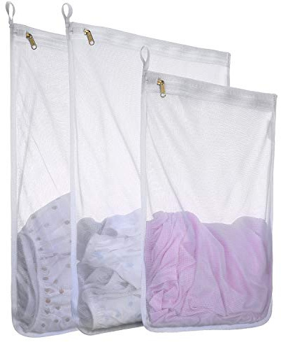 Fine Mesh Laundry Bags for Delicates, 3 Pack (2L+1M) Reusable Wash Bags with Sturdy Zippers, Durable Net Washing Bags for Lingerie, Bra, Sock, Underwear, Baby Clothes, Travel Organizer