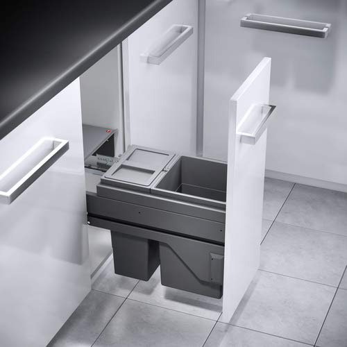 Hailo Poubelle de cuisine tri sélectif 2 bacs encastrable 25L (15+10) AS Cargo