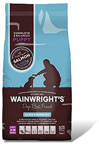 Wainwright's Complete Dry Puppy Food Salmon And Brown Rice 2 kg + Ball - Nutritious, Delicious, Easily Digested And Hypo-Allergenic Suitable For 2-18 Months Old Puppies
