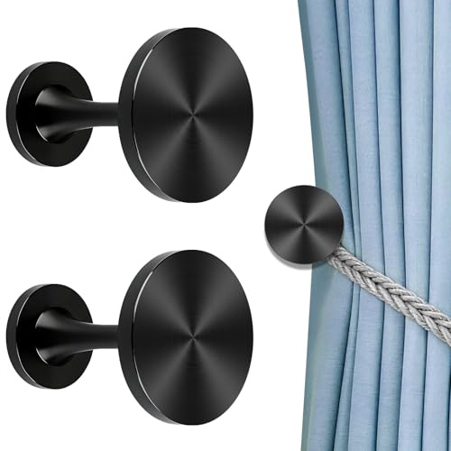 KOLAKO Vorhanghalter, Metall-Vorhang-Raffhalter, Wandmontage, rundes Medaillon, dekorativ, antiker Fenstervorhanghalter, Vorhänge, Raffhalter, Paar, Schwarz