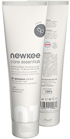 newkee Shampoo Natural (150ml), für die tägliche Haarwäsche, ohne Parfüm- & Duftstoffe, Haarshampoo entwickelt von Manuel Neuer & Angelique Kerber - Hair Care für Trockene Kopfhaut geeignet