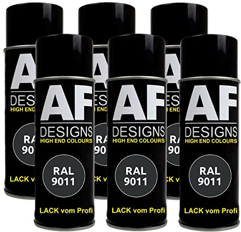 Alex Flittner Designs Lackspray RAL 9011 GRAPHITSCHWARZ matt 6x 400ml Spraydose Buntlack Autolack