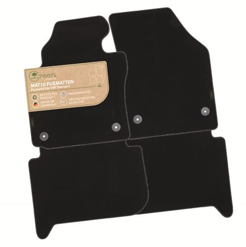 MAT10 Green Edition – Auto-Fußmatten Passend für VW Touran 1, 5-Sitzer | (BJ 09/2010-08/2015, GP2, Typ 1T) | nachhaltiges Velours | Automatten-Set, 4-teilig | Made in Germany, Erstausrüsterqualität