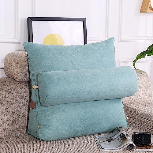 XIEMINLE Keilkissen, Dreieckskissen, Kopfteil Rückenlehne, Kissen mit verstellbarem Nacken, Dreieck-Lesekissen, Sofa, Taillenkissen zum Lesen, Spielen oder Fernsehen, 60 x 50 x 21 cm, Blau