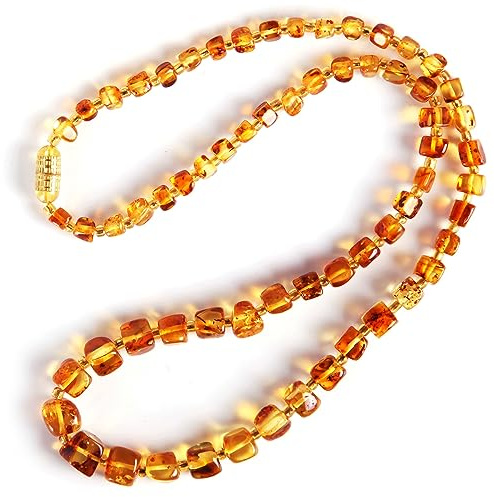 Natural Baltic Amber necklace for Adults Women or Men/Baroque Shape Polished Amber Beads Certified Amber Jewelry/Handmade Gemstone necklace (Piebald amber tower chain)