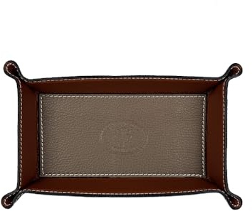 FrasiBags Vide Poche en Cuir Véritable - Vide Poche Entree - Plateau de Rangement Rectangulaire Pratique pour Montres, Clés, Pièces de Monnaie et équipement de Bureau, Moyenne (Taupe/Marron)