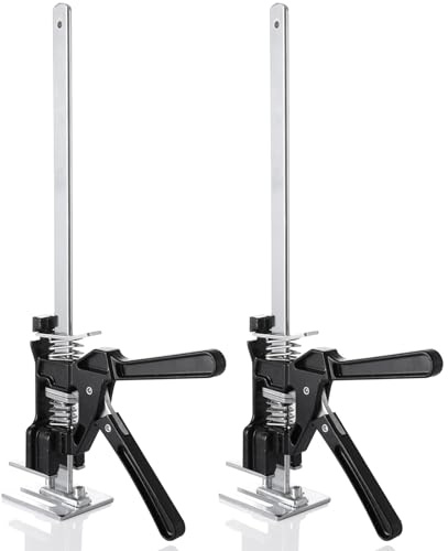 AKOLAFE 2 Pack Labor Saving Arm Tool 15 Inch Height Adjustment Lifting Device Black Height Regulator Hand Lifting Tool Multifunctional Hand Lifter Tool Jack for Installing Cabinets and Door