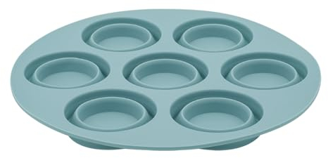 Eldtec Lot de 2 moules à gâteau en silicone – Plateaux pliables pour friteuse à air comprimé – Plateaux à muffins à 7 trous – Moules de cuisson anti-adhésifs – Cupcakes, tartelettes aux œufs (bleu