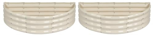 Harbour Housewares Raised Garden Bed - Ivory - 120 x 60cm - Semi-Circle - Pack of 2 - Bottomless Galvanised Steel Metal Planter Box for Growing Outdoor Plants, Vegetables, Flowers and Herbs