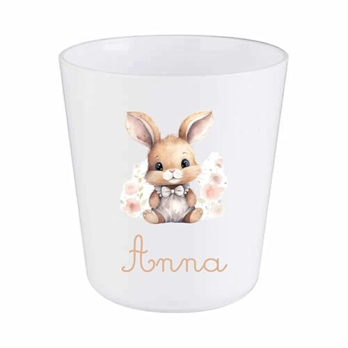 Gobelet Enfant Personnalisé Lapin – Gobelet Incassable 230ml Sans BPA – Tasse Prénom Crèche ou École – Cadeau Rentrée Scolaire Bébé ou Fille