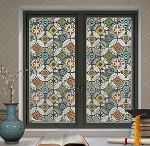 Vinilo para Ventanas Privacidad, 45cm x 400cm Vinilos para Cristales Sin Pegamento Adherencia Electrostática, Translucido Vinilo para Cristal, Anti UV, para Baño Dormitorio Cocina Oficina,A