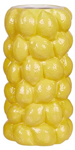 BUTLERS Blumenvase ø 17 cm H 31 cm Dolomit Dekovase - Lemon -