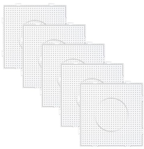 Allazone 5 mm Fuse Beads Boards Set, Clear Plastic Pegboards Set for Craft Supplies Beads, 5 PCS Square