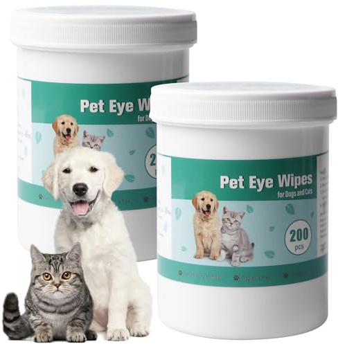 Cura degli occhi per cani e gatti, rimozione delle macchie lacrimali, tamponi per la pulizia, panni versatili, previene le infezioni oculari (confezione da 2)