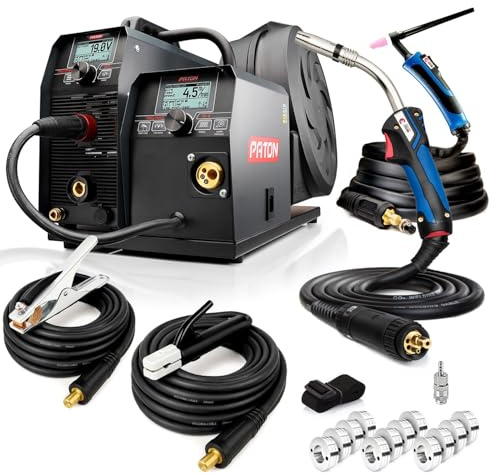 PATON MultiPRO-350-15-4-400V 350A soldadora TIG MIG MMA profesional 3 en 1 – 550A TIG HF, MMA y MIG MAG con conector EURO, 400V, soldadora inverter digital de alto rendimiento para industriales | Modo MMA, alimentación de 400 V, accionamiento de cable sellado de 4 rodillos, modo de alambre de aluminio