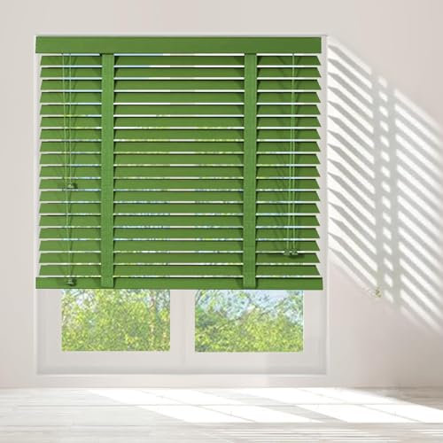 Kabellose Holzrollos für Fenster, Lichtfilterung, Fensterrollos, Sichtfenster, Verdunkelung, Jalousien, Raumverdunkelung, horizontale Jalousien und Schatten, Grün (78,7 x 121,9 cm)