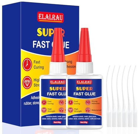 Superglue 100g, Super Glue All Purpose, Instant Strong Glue with Anti-Clog Cap, Clear Superglue for Plastic, Metal, Ceramic, Glass, Wood, Leather, DIY & More, Waterproof, Heat-Resistant