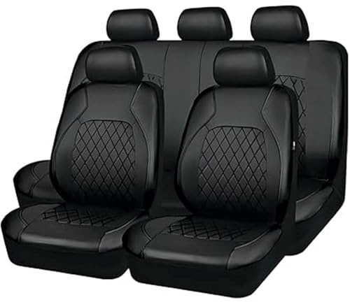 HHCVLUZI Auto Sitzbezüge Für Ford Ranger T6 2012 2013 2014 2015 2016 2017 2018，Atmungsaktiv Autositzbezüge Vorne Hinten Autositz Schonbezug Leder Sitzbezug Autositz Zubehör Innenraum,A/Black