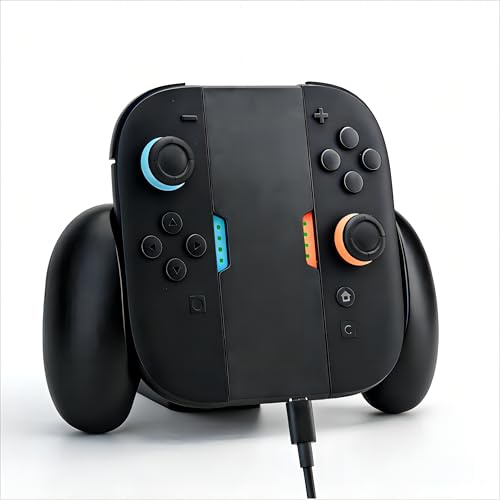 NITHO Poignée de Charge Compatible avec Manettes Switch 2, Charging Grip avec Câble USB-C 3 m, Jouer et Charger en Même Temps, Grip Ergonomique, Accessoire Gaming pour Switch 2, Noir