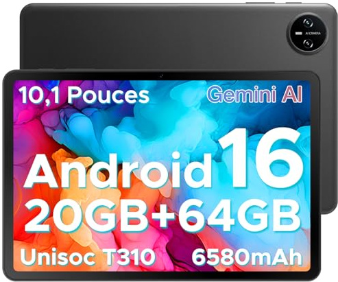 DOOGEE Tab A9 Android 16 Tablet 10 Pollici, 20GB RAM + 64GB ROM (TF 2TB), 6580mAh Batteria, 5G WiFi, 1280 * 800 IPS, BT5.0, 5MP+8MP, Tablet in Offerta gaming Unisoc T310 Quad Core/OTG/Face Unlock
