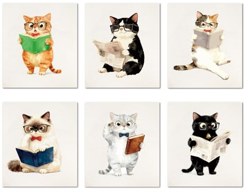 CREATCABIN 6 Styles Cat Swedish Dishcloths for Kitchen Cleaning Cloths for Tableware Cellulose Sponge Cloths Reusable Dish Rags Cleaning Towels No Odor Absorbent Cloths for Home Table 6.7x7.6Inch