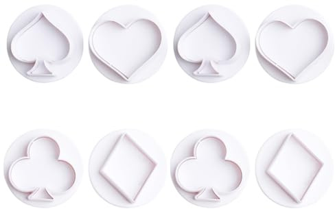 ULTECHNOVO 8pcs Playing Cards Cookie Cutter Set, Plastic Spring Embossing Biscuit Molds, Creative Baking Tool for Dough Stamping and Cookie Decorating