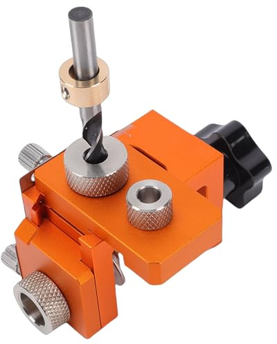ZIZEV 3-in-1 Dowel Jig Kit Dual Hole Drilling Adjustable Clamping 15-25mm for Woodworking with Stainless Steel Drill Sleeve and Engraved Markings, Pocket Hole Jig with Adjustable