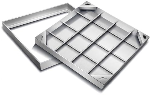 LWJSOCP 304 rostfritt stål fyrkantig sump lock och ram, 70 x 70 cm, nedgrävd installation för septiktankar, regnvattenbrunnar, avloppsavlopp och vattenuppsamlingsbassänger Ref