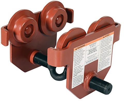 Vestil E-MT-2 Steel Push Eye Manual Trolley 2000 Lb. Capacity Orange