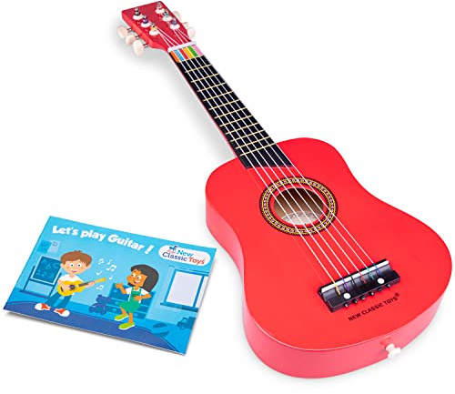 New Classic Toys Instrument de Musique pour débutants Guitare de Luxe avec Le Livre de Musique- Rouge