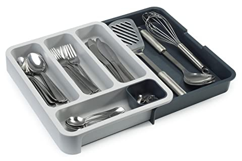 Joseph Joseph DrawerStore - Expandable Cutlery Tray Drawer Organiser for kitchen utensils, Dark Grey/Grey, 8