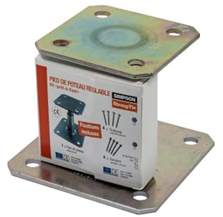 Pied de poteau réglable prêt-à-fixer SIMPSON - kit complet avec fixations - KIT FIX APB100