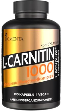 BIOMENTA L-Carnitin Kapseln hochdosiert - Premium Carnipure® - 180 St. - 1.000 mg Carnitine pro Tag - Energiestoffwechsel Komplex* - vegan - Premiumqualität