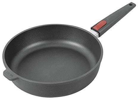 Woll Nowo Titanium Hochrandpfanne, Ø 28 cm, 7 cm hoch, mit abnehmbarem Stiel - nicht induktionsgeeignet , Aluminuimguss, Antihaft-Versiegelung